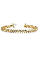 nice 14k yellow gold diamonds wavy hood tennis kids bracelet